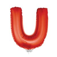 Rode opblaas letter ballon U op stokje 41 cm   -