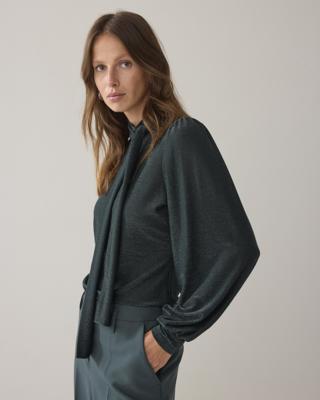 Summum Top Scarf Soft Lurex 3s5235-30644 Blouse 650 Emerald Green