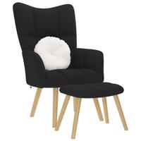 Relaxstoel met voetenbank stof zwart Relaxstoel met voetenbank stof zwart