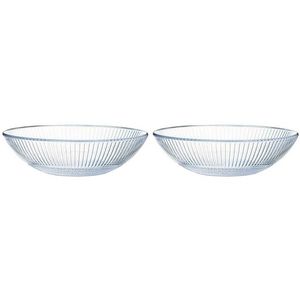 2x Salade schalen/slakommen van glas met relief 26 cm