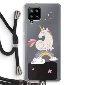 Regenboog eenhoorn: Samsung Galaxy A42 5G Transparant Hoesje met koord