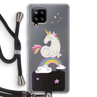 Regenboog eenhoorn: Samsung Galaxy A42 5G Transparant Hoesje met koord