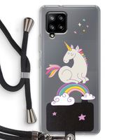 Regenboog eenhoorn: Samsung Galaxy A42 5G Transparant Hoesje met koord