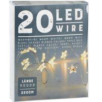 Draadverlichting lichtsnoer met 20 sterren lampjes warm wit op batterij 220 cm - Lichtsnoeren - thumbnail