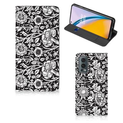 OnePlus Nord 2 5G Smart Cover Black Flowers OnePlus Nord 2 5G Smart Cover Black Flowers