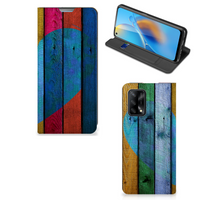 OPPO A74 4G Book Wallet Case Wood Heart - Cadeau voor je Vriend