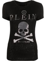 Philipp Plein t-shirt en coton à tête de mort strassée - Noir