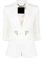 Philipp Plein blazer à plaque logo - Blanc