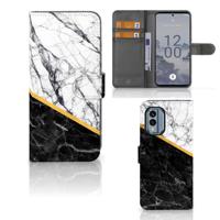 Nokia X30 | Bookcase | Marmer Wit Zwart - Origineel Cadeau Man