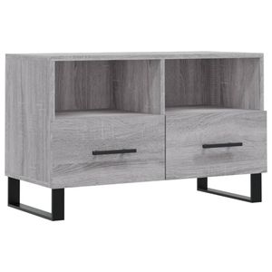 The Living Store Televisiekast Grey Sonoma Eiken - 80 x 36 x 50 cm - Met opbergruimte