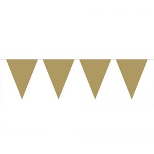 Party Vlaggenlijn puntvlaggetjes - kunststof - goud - 10 meter - Slinger - versiering