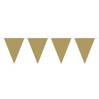 Party Vlaggenlijn puntvlaggetjes - kunststof - goud - 10 meter - Slinger - versiering