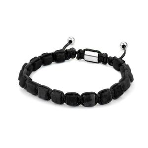 Frank 1967 7FB 0249 Armband Beads Agaat/Staal blauw-zwart 6 x 6 mm 21 cm