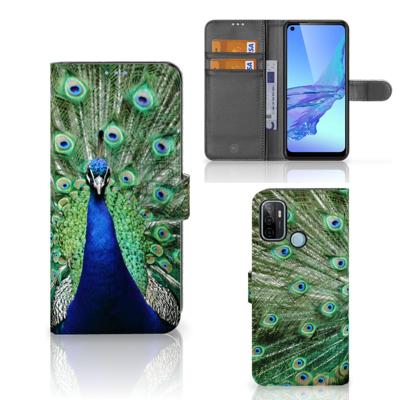 OPPO A53 | OPPO A53s | Telefoonhoesje | Met pasjeshouder | Pauw