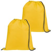 Gymtas/lunchtas/zwemtas met rijgkoord - 2x - voor kinderen - geel - 35 x 41 cm