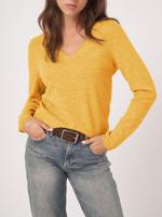 Basic V-hals trui van cashmere wolmix