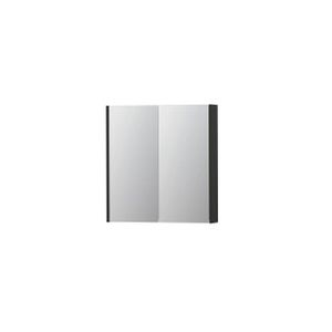 INK SPK2 Spiegelkast - 70x14x74cm - 2 deuren - dubbelzijdige Spiegel - schakelaar en stopcontact - MDF lak antraciet mat 1105152