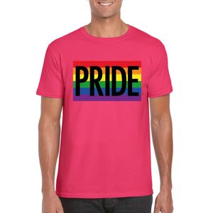 Regenboog vlag Pride shirt roze heren