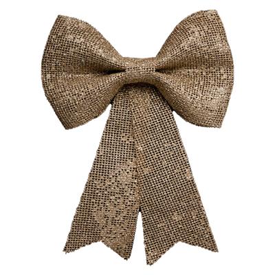 Feeric christmas Kerst strik - goud - jute - 24 cm - pailletten - kerststrikje - kerstversiering
