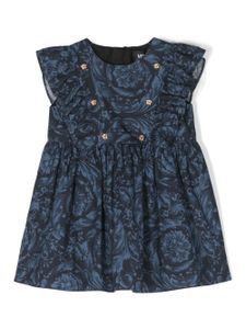 Versace Kids robe en coton à imprimé Barocco - Bleu