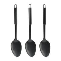 Kook/keuken gerei - 3x - opschep lepel - zwart - RVS - 32 cm