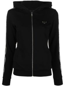 Philipp Plein hoodie zippé à ornements strassés - Noir