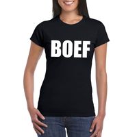 Boef tekst t-shirt zwart dames - thumbnail