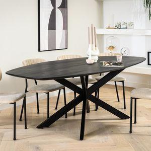 Haluta - Ovale Mango Eetkamertafel Bart - 230 x 110 x 76 cm - Zwart