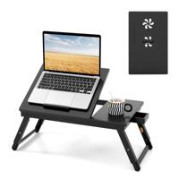 Bamboe Laptoptafel Inklapbaar Notebooktafel Kantelbaar Lapdesk met Lade Opvouwbare Bedtafel voor Het Lezen van Ontbijt Bruin