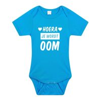 Hoera je wordt oom cadeau baby rompertje blauw voor jongens - thumbnail