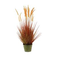 Stekelkamgras in pot 140 cm oranje-groen kunstplant - Buitengewoon de boet