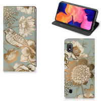 Smart Cover voor Samsung Galaxy A10 Vintage Bird Flowers - thumbnail