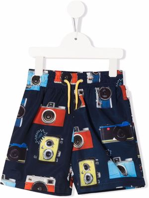Paul Smith Junior short de bain à imprimé graphique - Bleu