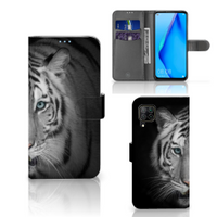 Huawei P40 Lite Telefoonhoesje met Pasjes Tijger - thumbnail
