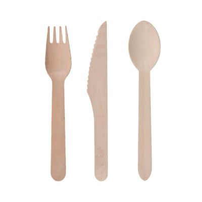 Houten wegwerp party/bbq bestek sets voor 120x personen messen/vorken/lepels van 16 cm