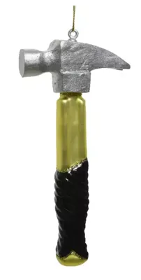 Decoris kerstbal Glazen hamer 6,5x2x13cm