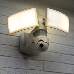 Buitenlamp met camera wifi smart breedstraler 'Libra' wit verstelbaar CCT