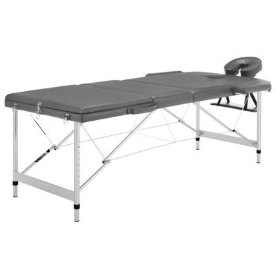 VidaXL Massagetafel met 3 zones 186x68 cm aluminium frame antraciet