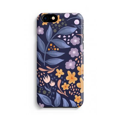 Flowers with blue leaves: Volledig geprint iPhone SE 2020 Hoesje
