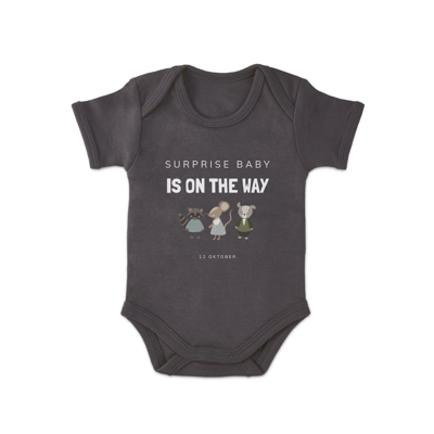 Romper bedrukken - Korte mouw - Antraciet - 62/68