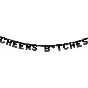 Cheers Bitches letterslinger - karton - 140 cm - zwart - verjaardag - foute party - versiering