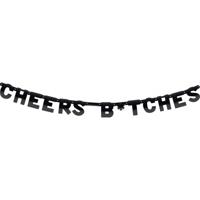 Cheers Bitches letterslinger - karton - 140 cm - zwart - verjaardag - foute party - versiering - thumbnail