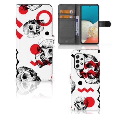 Telefoonhoesje met Naam Samsung Galaxy A53 Skull Red | Portemonnee hoesje