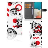 Telefoonhoesje met Naam Samsung Galaxy A53 Skull Red | Portemonnee hoesje