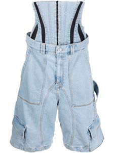 Mugler short en jean à design corset - Bleu