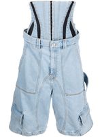 Mugler short en jean à design corset - Bleu - thumbnail