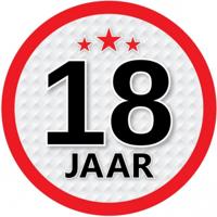 18 jaar leeftijd sticker - rond - Dia 15 cm - 18 jaar verjaardag - jubileum - leeftijd versiering