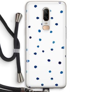 Blauwe stippen: OnePlus 6 Transparant Hoesje met koord