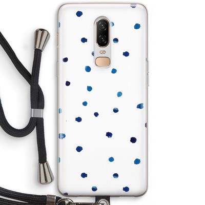 Blauwe stippen: OnePlus 6 Transparant Hoesje met koord
