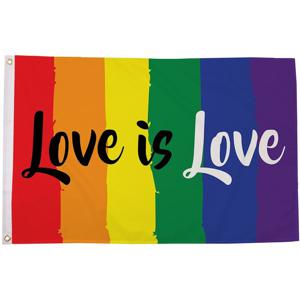 Regenboog LGBT vlag Love is Love 90 x 150 cm verticale strepen